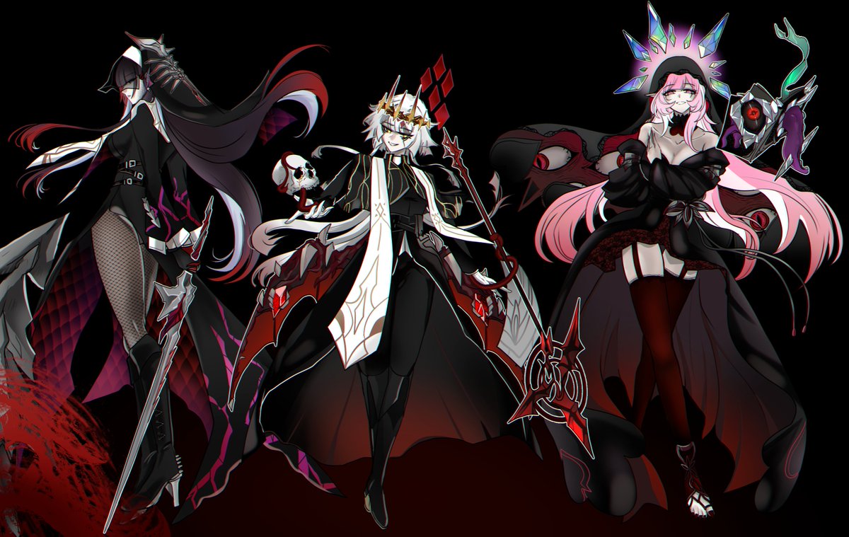 corrupted hysilens, cerydra &amp; cyrene
happy halloween!  👻