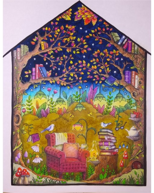 wakko0902's tweet image. 秋っぽく塗ってみたつもり🤗

 #大人の塗り絵   #わっこの塗り絵   #ジョハンナバスフォード   #グラフィック社   #秘密の部屋   #Roomsofwonder