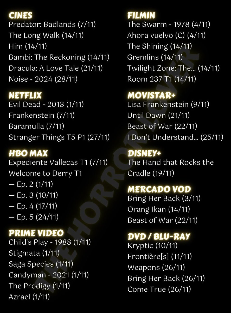 THorror_Lover_'s tweet image. 📅 AGENDA TERROR / NOVIEMBRE