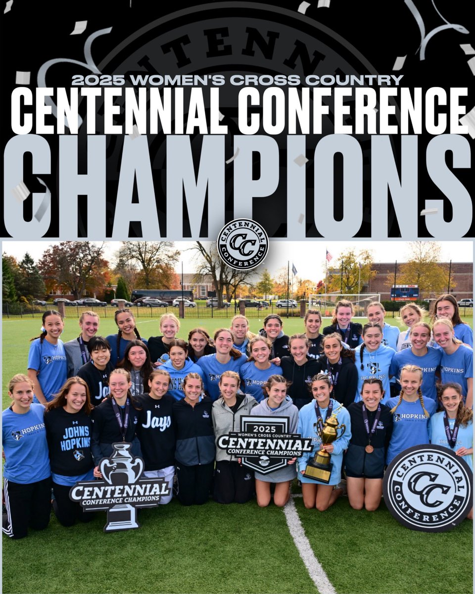 CentennialConf's tweet photo. History made once more‼️
@HopkinsTFXC is the 2025 Centennial Conference Women’s Cross Country Champion, posting a perfect team score for the fourth consecutive year.
Carter Brotherton secured her first individual title with a time of 21:18.10.
#CCwxc #IgnitingGreatness #d3xc https://t.co/YoDMIHUkYL