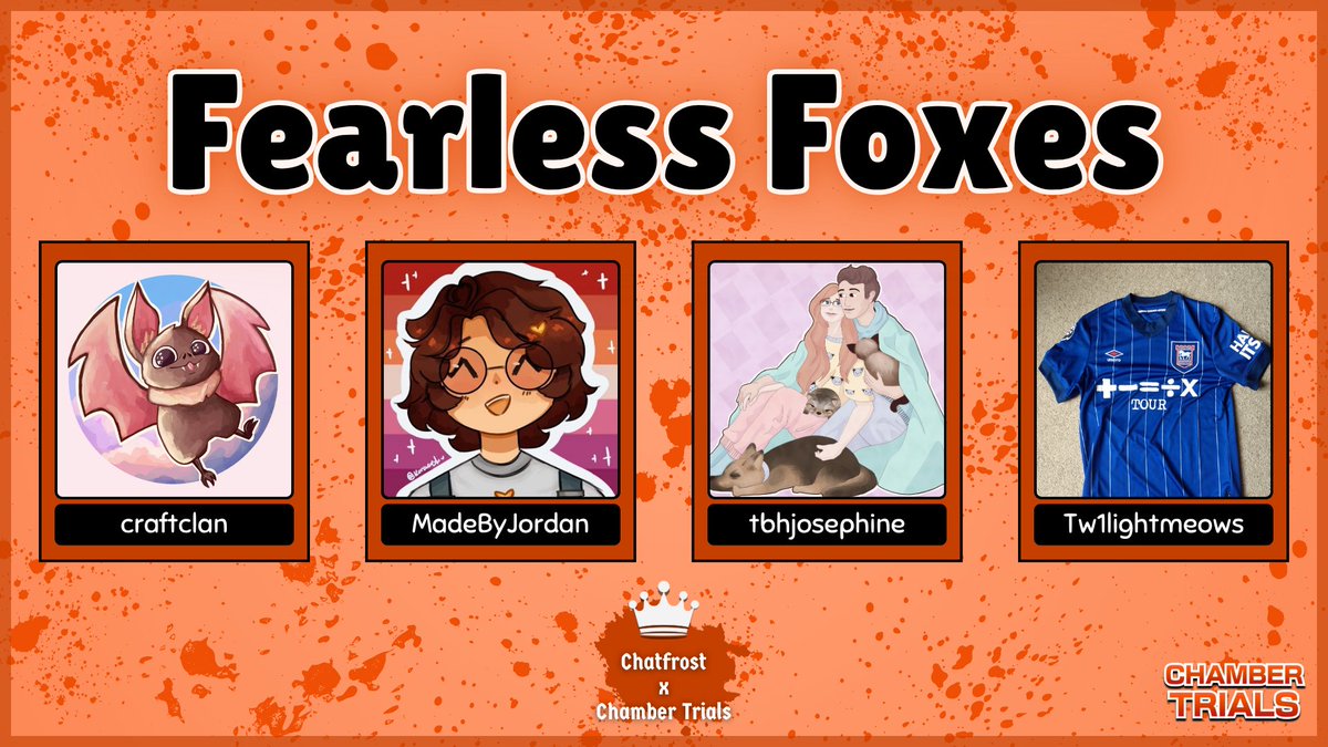 🧡 Announcing Team Fearless Foxes 🧡

<a href="/craftclanLIVE/">craftclan</a> <a href="/MadeBy_Jordan/">jordan</a> <a href="/TbhJosephinee/">Josephine</a> <a href="/__Tw1light__/">Twilight</a>
