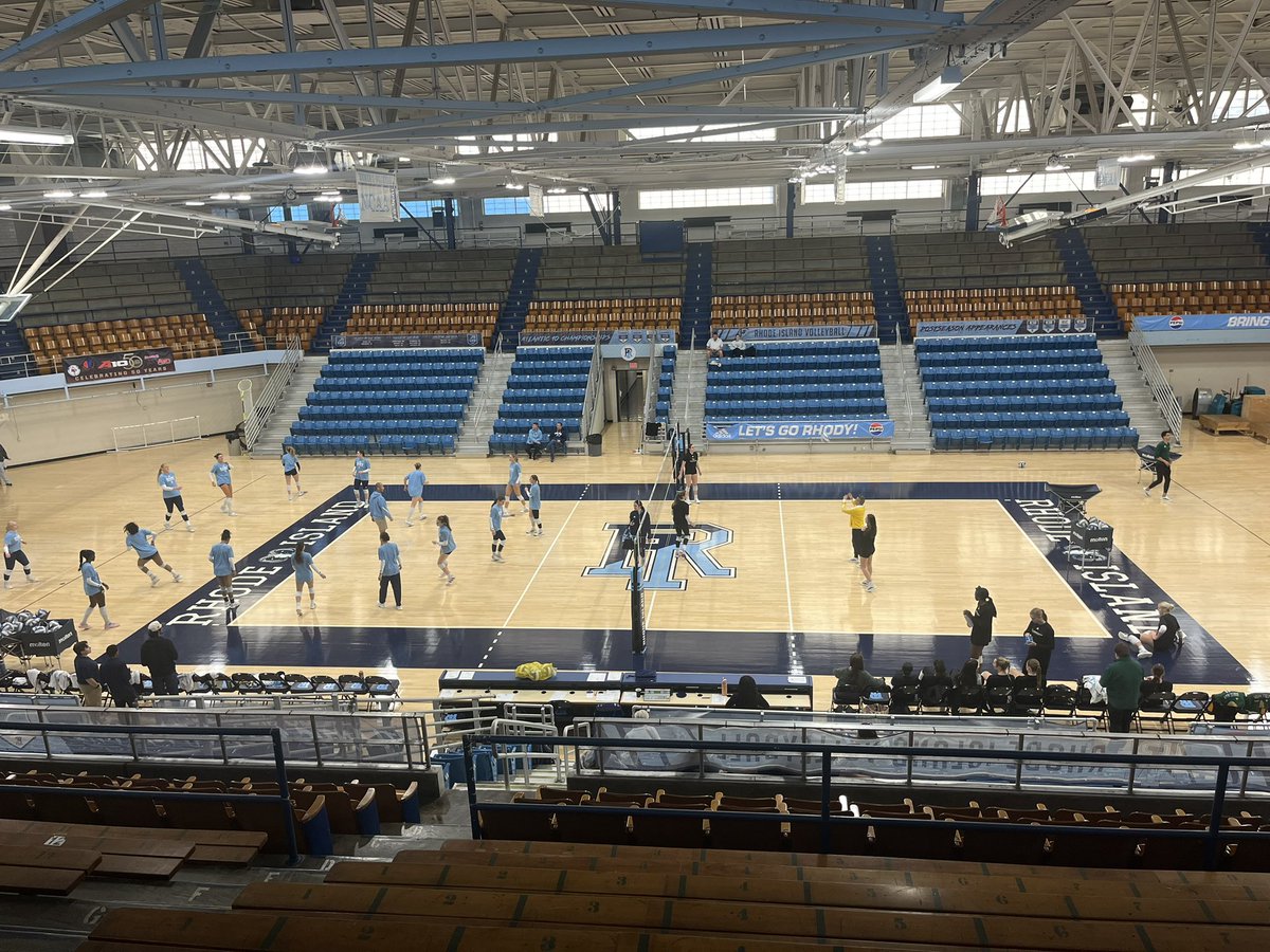 david16okula's tweet photo. Here at Keaney Gymnasium for an A-10 battle between @rhodyvball and @GoMasonWVB. Rams will be looking to ride the momentum from getting their first conference win against Fordham on Wednesday.

Catch @CDRhody26 and I on the call on @ESPNPlus at 6 p.m. https://t.co/zkyrq3fEgH
