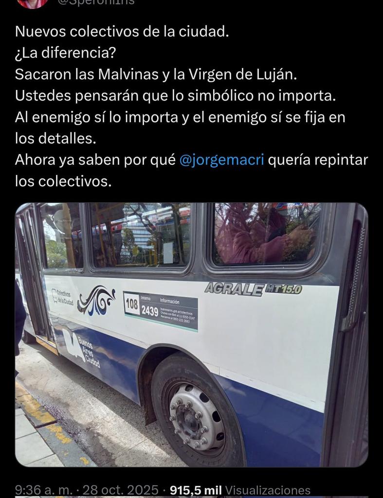 El gobierno de la Ciudad de Buenos Aires borró a las Malvinas y a la Virgen de Luján de los colectivos.