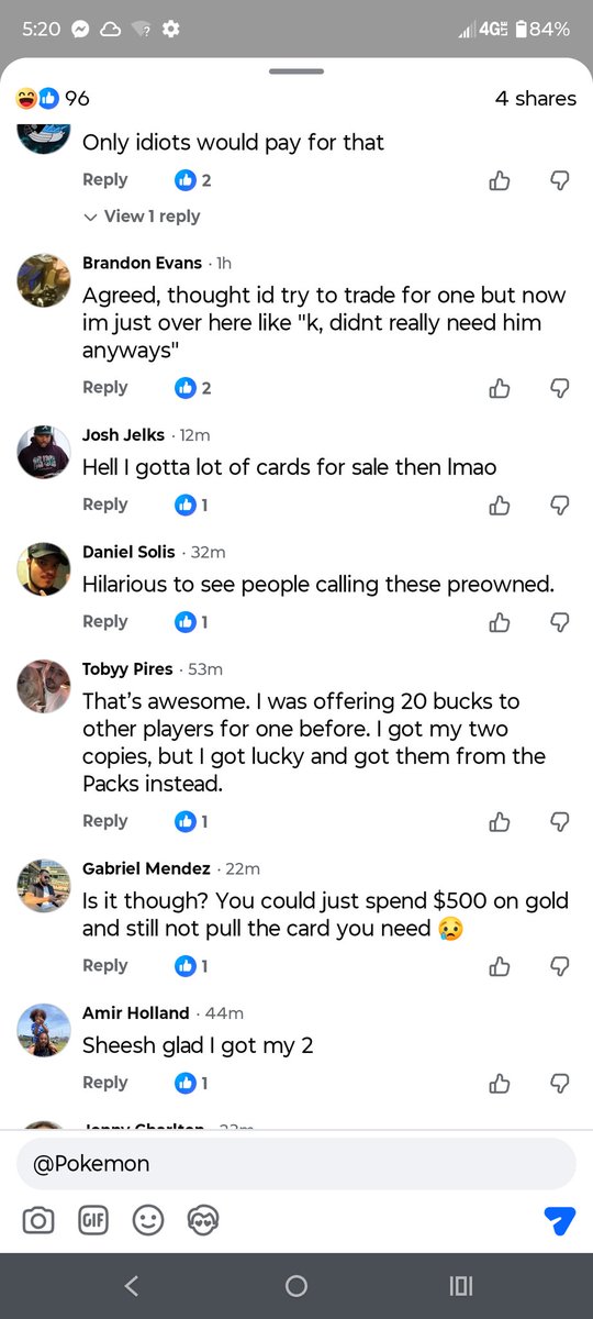 TheLastTrueJedi's tweet photo. @Pokemon @NintendoAmerica I didn't this would be possible, ain't no way people are paying real money for digital cards from other people https://t.co/hnfiivnXhP