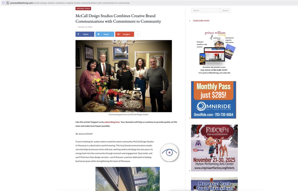 dmvisual's tweet image. #PWLiving thanks for article #Nov2025 magazine publish pg. 8-9! #Thankful to help over 1000 customers from diverse community sectors since 1988. #McCallStudios #DMVISUAL #McCallGalleryDivision  Online Link: princewilliamliving.com/mccall-design-… #37Anniversary Thanks all for 
your patronage!