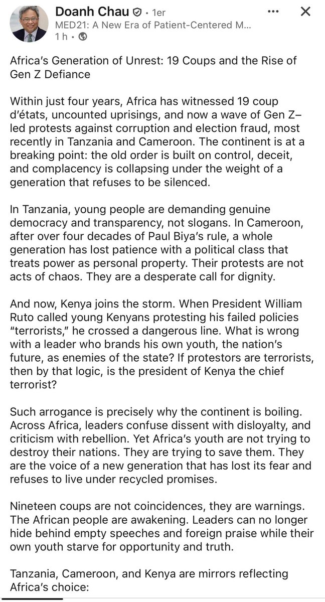 19 coups in the last 4 years, Gen Z uprising across Africa all all carrying the same message. Will the bourgeois governments listen?