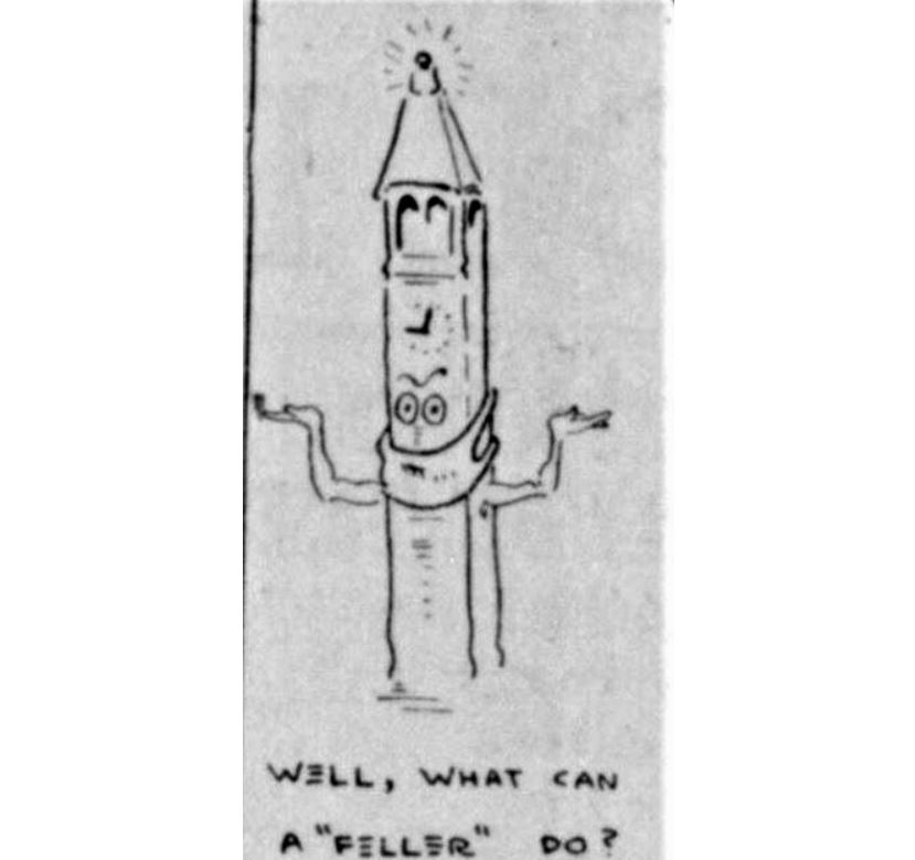 From the November 1, 1918 edition of The Daily Californian: The Campanile following the mask mandate during the 1918 Influenza pandemic.
