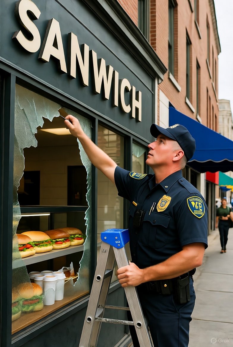 CrazyRetailLife's tweet photo. 🚨 Ever have one of *those* days at work? Buckle up—this one’s wild.

Just a month into managing a new store, I’m closing shift. Step out for lunch, head to the sandwich spot nearby. 

As I walk up? Cop on a *ladder*, digging a **bullet** out of the window. 😳 Shop’s still open, so I order my sub and casually ask, “Uh… what happened?”

“Gang shooting last night, few hundred yards away.”  

Cool. Eating my turkey & swiss wondering what kinda zip code I just signed up for. 🥪💭

Mid-bite, text from the manager covering my break:  
**“When you come back I’ll be in the parking lot dealing with the car accident.”**

…What accident??

Turns out: *the second I left*, a drunk driver swerved off the road, **smashed a tree**, then **totaled an employee’s car**. Other manager had to babysit the guy till cops showed (same ones from the bullet window, probably).

Walked back into absolute chaos.  

Couldn’t help but think: *What have I gotten myself into?* 🤦‍♂️  

One of the strangest shifts I’ve ever had. Retail, man. Never a dull day.  

#RetailLife #ManagerProblems #WhatIsHappening