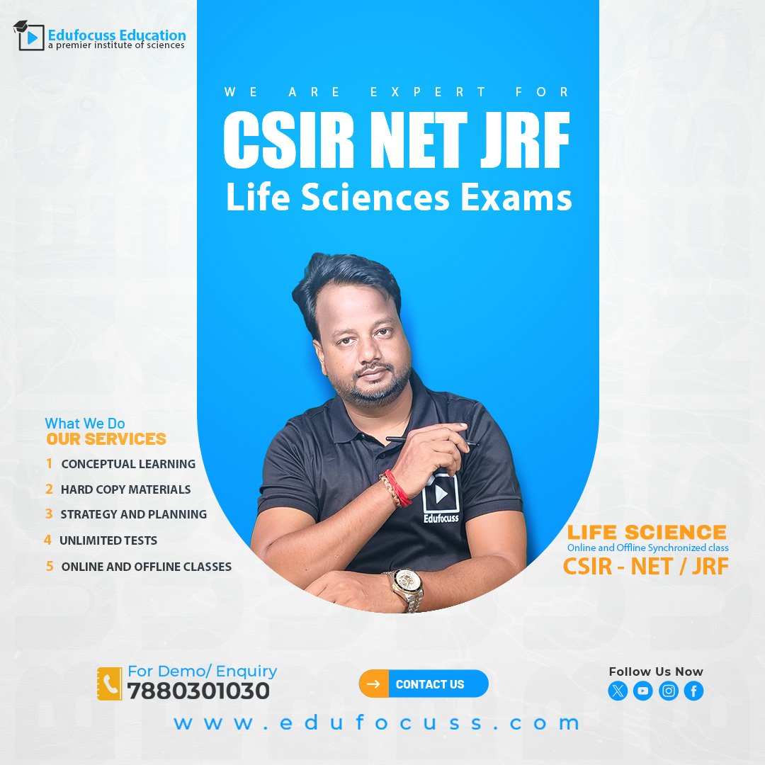edufocuss_jrf's tweet image. 🎯 Dream. Learn. Crack CSIR NET JRF!
Join Edufocuss Education – India’s trusted institute for Life Sciences success 💪
🧬 Conceptual Learning | Unlimited Tests | Expert Mentorship
📞 7880301030 | 🌐 edufocuss.com

#EdufocussEducation #CSIRNET2025 #LifeScience #CSIRJRF
