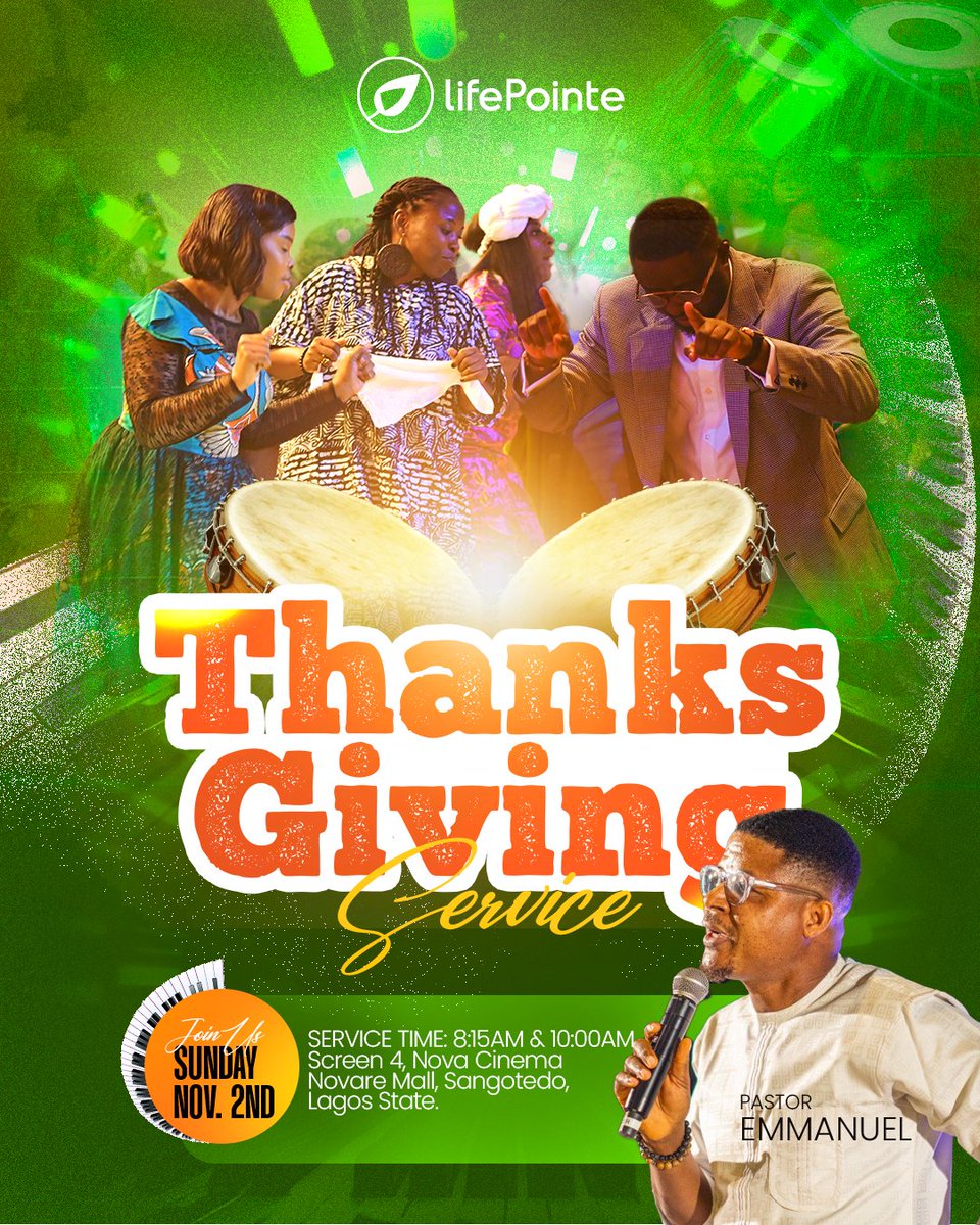 jekayode's tweet image. Sunday is almost here — come worship with us at LifePointe!

If you’re in the Sangotedo area, I’ll be preaching tomorrow at our LifePointe Greater Lekki campus.

Join us at 8:15 AM or 10 AM
📍 Screen 4, Nova Cinema, Sangotedo, Lagos.

If you’re near Lekki, don’t miss our 10 AM