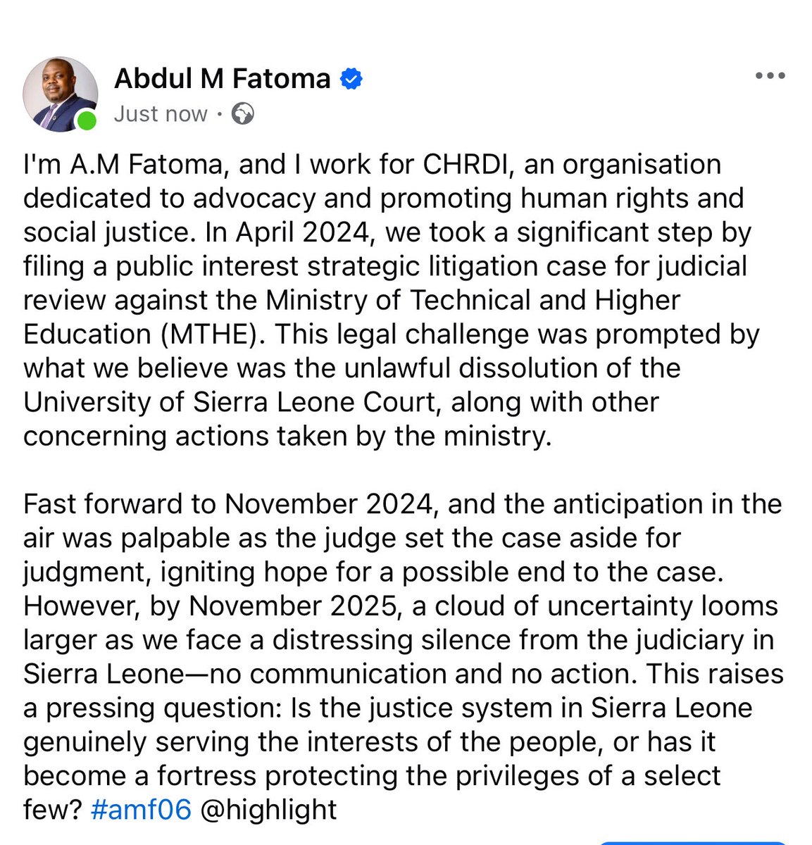 Abdul M. Fatoma (@amfatoms) on Twitter photo 