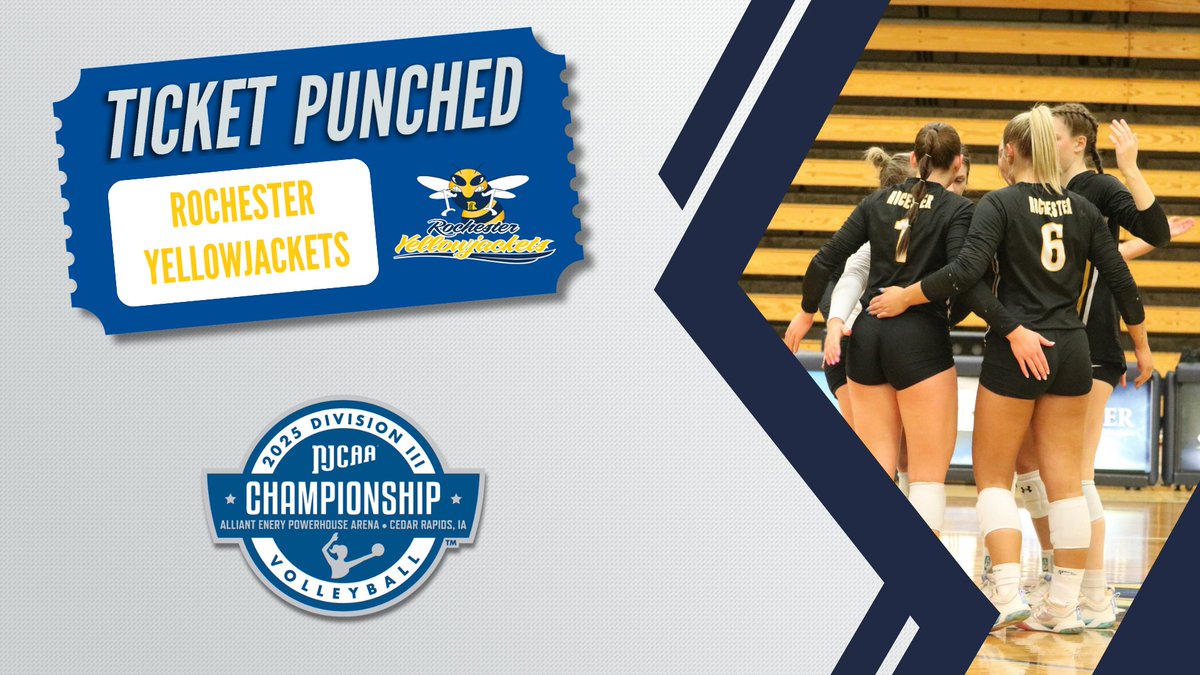 NJCAAVolleyball's tweet photo. 🎟️👊 Yellowjackets 𝒂𝒅𝒗𝒂𝒏𝒄𝒆

Rochester wins the North Plains B District Championship and will advance to the 2025 #NJCAAVB DIII Championship!

https://t.co/W9wHdrrBsr https://t.co/MqmWcMM0yb