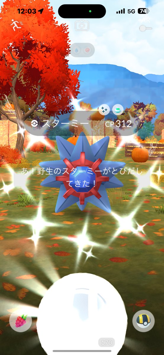 sharutoruuu's tweet image. ポケモンGOで色違いスターミー出た✨

メガシンカするから？

#ポケモンGO
