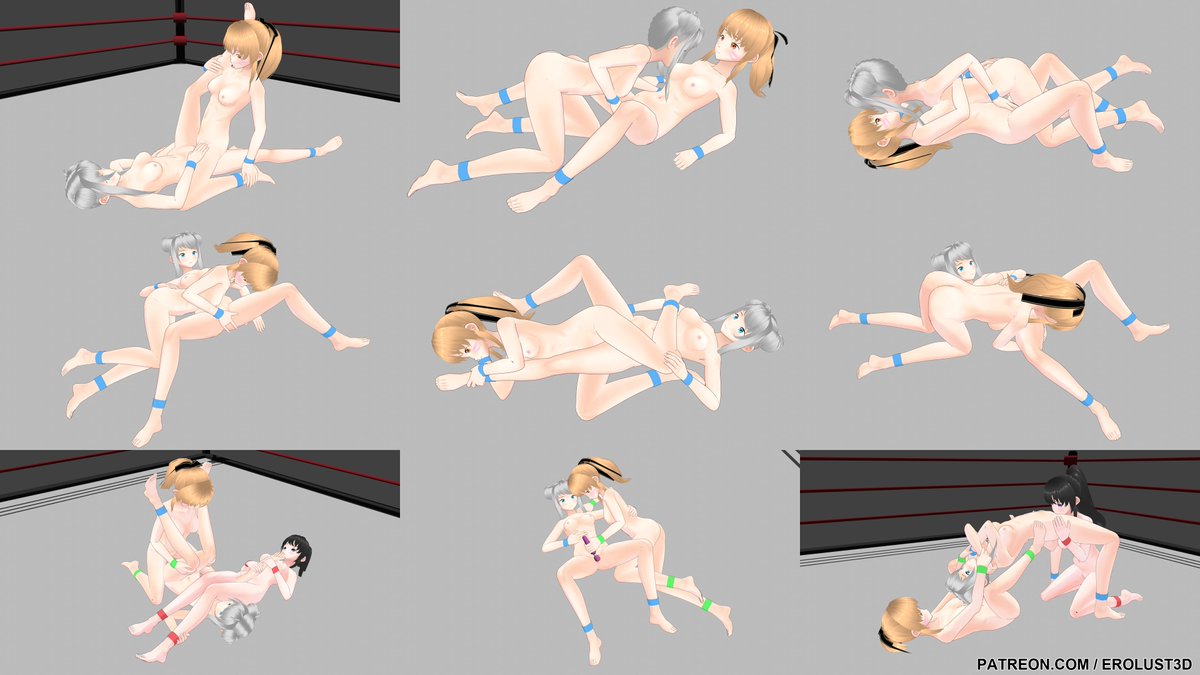 EroLust3D's tweet photo. Here's a showcase of some of the moves the wrestlers use on each other! 

I have most of these animated (thanks to the upcoming battle royale match), so look forward to seeing animations with these moves soon!

See more on my Patreon! https://t.co/4F2ojTraDn