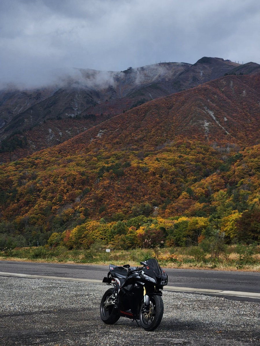 白馬の紅葉は綺麗🍁
冠雪した北アルプスは曇ってて少ししか見れない🥺