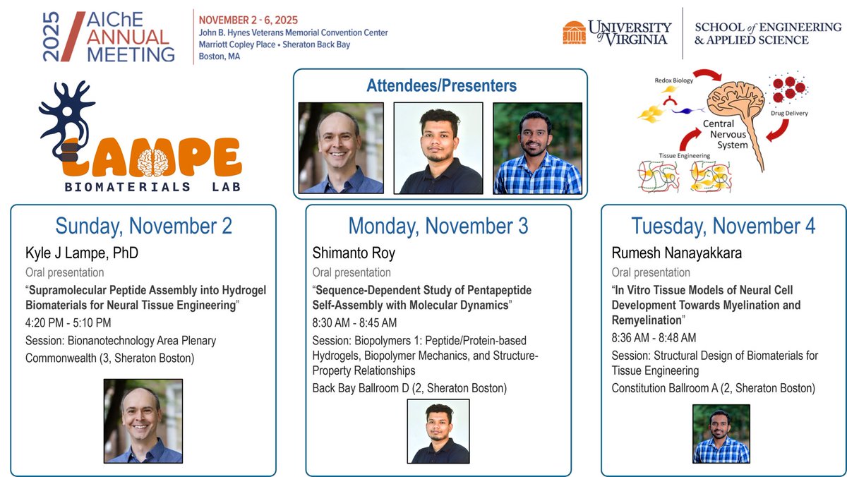 Come see what the #LampeGroup is up to #AIChE2025 <a href="/aiche_mesd/">AIChE Materials Engineering and Sciences Division</a> <a href="/ChEnected/">American Institute of Chemical Engineers (AIChE)</a>