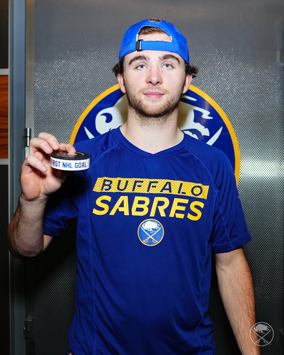 BuffaloSabres's tweet photo. Obligatory first @NHL goal puck pic ⚔️ https://t.co/GyWNT7u0a7