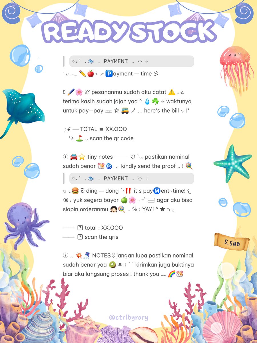 ctrlbyrory's tweet image. ｡🌀⭐️°‧ help repost ? thank you!! ♡₊

｡˚○ hELL🅾️Oo !. bubble buddieess 🫧🐟 aku bawa wording payment ready stock dengan harga 5.500 / each . .🐠 yuk dm aku untuk take ｡˚🪸.•°

t. #zonauang #zonajajan