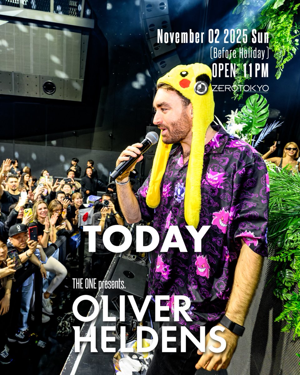TODAY！
ダンスミュージックシーン唯一無二の存在、日本でもトップクラスの人気も兼ね備えるスーパースターを招聘して開催するビッグパーティー”THE ONE”が誕生。
記念すべき初回の”THE ONE”は、説明不要「Oliver Heldens」が再来日！

2025.11.2(日・祝前)
THE ONE Presents
Oliver Heldens
OPEN 11PM