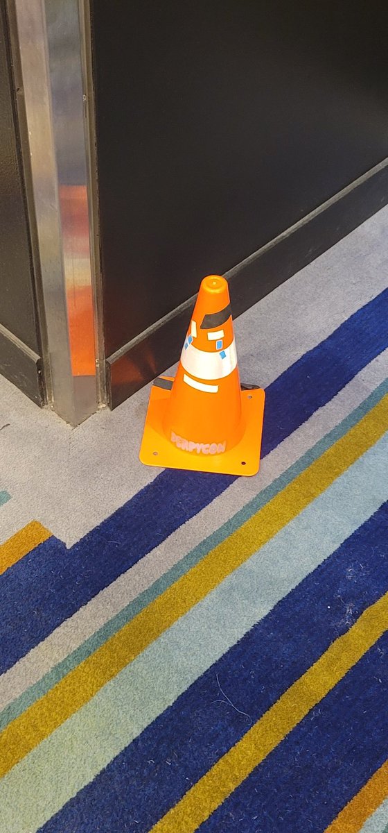 MikeCovers's tweet image. I found the @DerpyCon cone!

And had my own #derpycon plushy cone pose for a photo with it! 

I&apos;m 45!