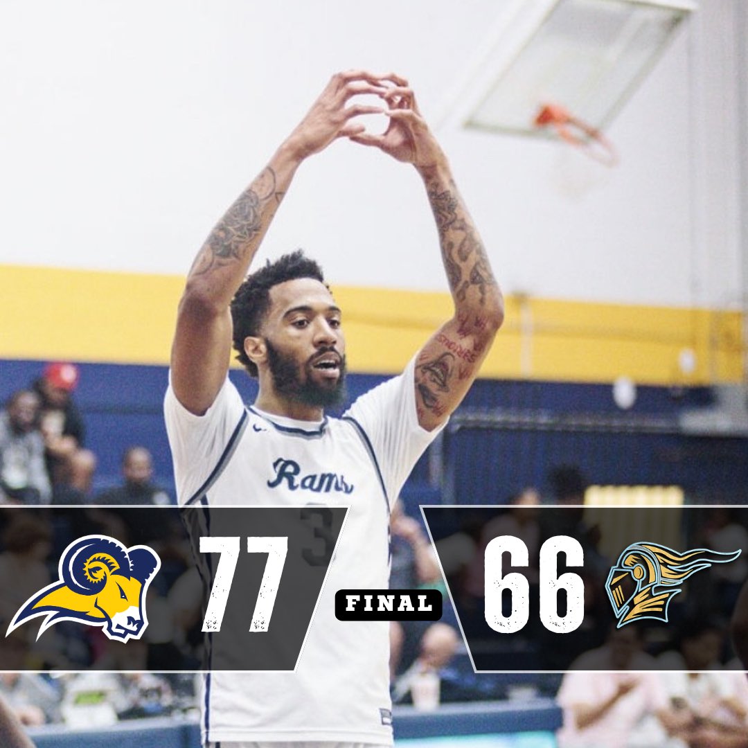 Final. Rams start the season 2-0. 

Khalil Turner 20pts 6rebs 3stls 2blks 
Montez Young Jr. 18pts 7rebs 
DeaVeon Scott 14pts 

#RamsUp 🐏🏀🔥