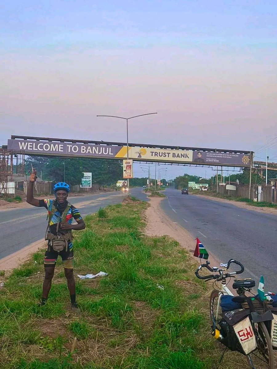 emmiwuks's tweet photo. DAY126 NIG2USA ON A BICYCLE 🇳🇬🚴🇺🇲.
Welcome to Banjul 🇬🇲. The Capital City of The Gambia
Finally made it to the heart of this beautiful nation,  located on St. Mary’s Island, where the great Gambia River meets the Atlantic Ocean. 
Small, calm, and full of life, culture, and history.

Another milestone on this incredible journey from Nigeria to the USA, one country, one story at a time. The journey continues. 

Together we ride. Together we rise. 
VIVA AFRICA 🌍

#NIG2USA #Emmiwuks #Gambia