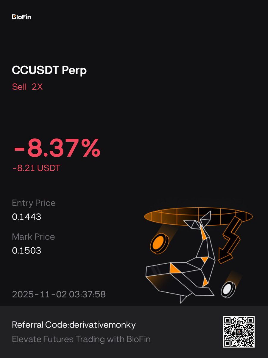 Vi algumas afirmações de que a $CC seria o futuro das finanças. Decidi então apostar na queda das ações na Blofin (pré-m