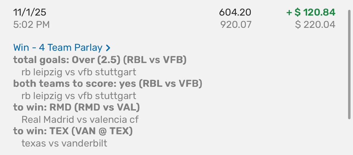 juancuennca's tweet photo. Bang ✅ #soccer #parlay #texans #football #bets https://t.co/usrtV3jbzD