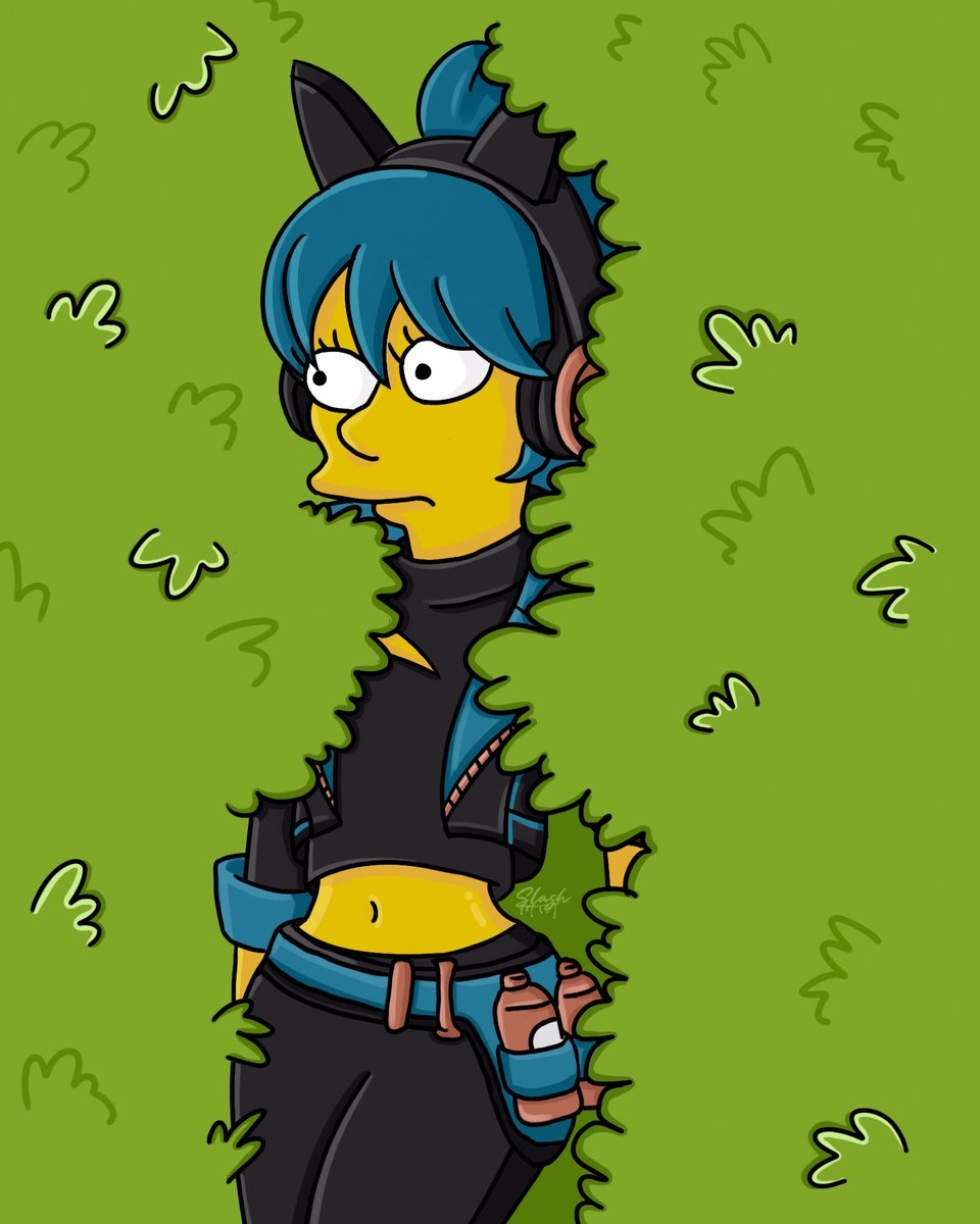 Slashtbh's tweet image. … she’s watching Homer from the bushes

if you would like to support me use code Slash 💙 #EpicPartner 
#FortniteArt #FortniteHope