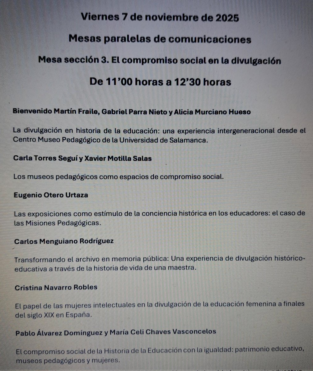 En el XXIII Coloquio Internacional de Historia de la Educación (SEDHE). PALMA, 5-7 nov 2025, presentaré el trabajo titulado:  El compromiso social de la Historia de la Educación con la igualdad. Patrimonio Educativo, Museos Pedagógicos y Mujeres. <a href="/SEDHE_es/">Sociedad Española de Historia de la Educación</a>