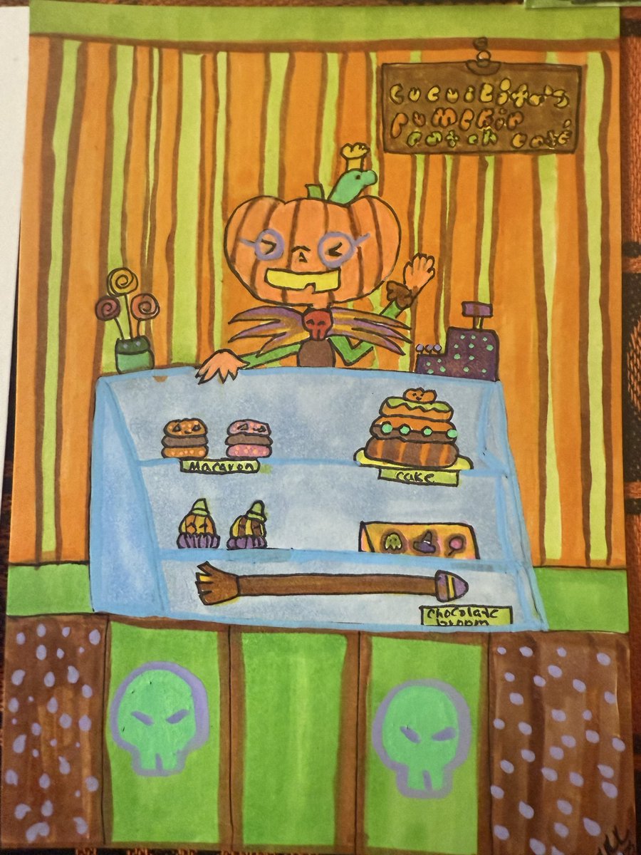Angry_inks's tweet photo. Possessed pumpkin 🎃💀!

Went to a sketchbook club event today in Rio Piedras PR. It's my 2nd time going had lots of fun! 

Hand drawn and painted with copic and acrylic markers https://t.co/UUDy8A2YdP