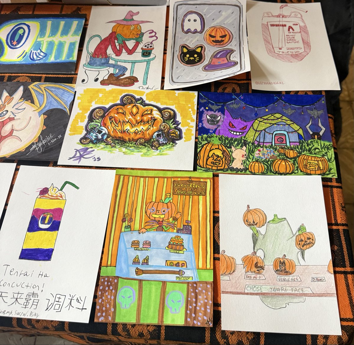 Possessed pumpkin 🎃💀!

Went to a sketchbook club event today in Rio Piedras PR. It's my 2nd time going had lots of fun! 

Hand drawn and painted with copic and acrylic markers
