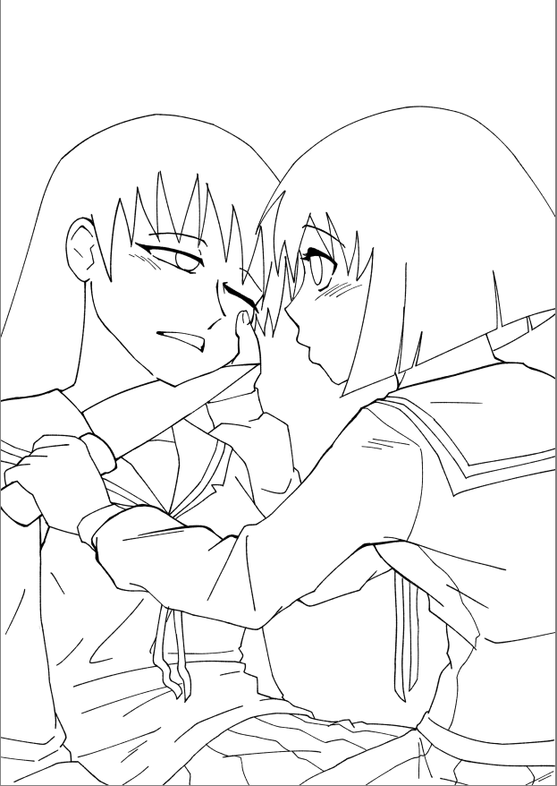 I was planning to do a spooky scary drawing of Kaorin and Sakaki for Halloween, but then I got super sick and couldn't finish it in time 💔
still, here's what I could make