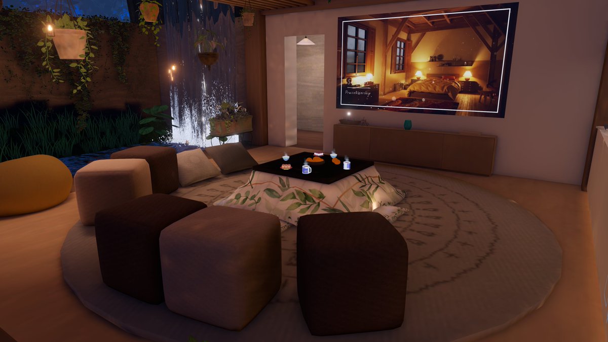 大樹のそよ風（夜）

ツリーハウスより立派なお部屋です。水の音、風の音を感じながらリラックスできるそんなワールドです。

VR睡眠も季節を感じながらリラックスして寝れそうですよ!!

ワールドリンク
vrchat.com/home/launch?wo…

#VRChatワールド紹介 #VRChat_world紹介