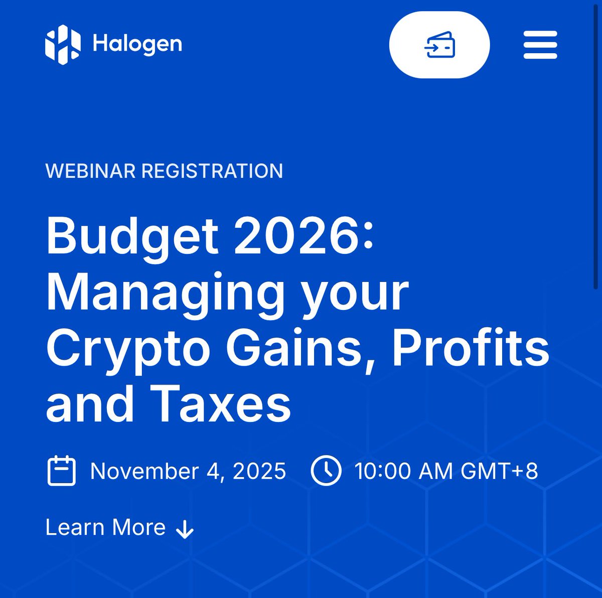 magicross7's tweet image. Happening on 4 Nov at 10am MYT

Join @HalogenCapital for their session on crypto gains, profits and TAXES 

halogen.my/events/budget-…