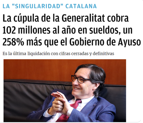 Para esto es necesaria la "financiación singular", para que Illa y los altos cargos de ERC y PSC lleguen a fin de mes.
