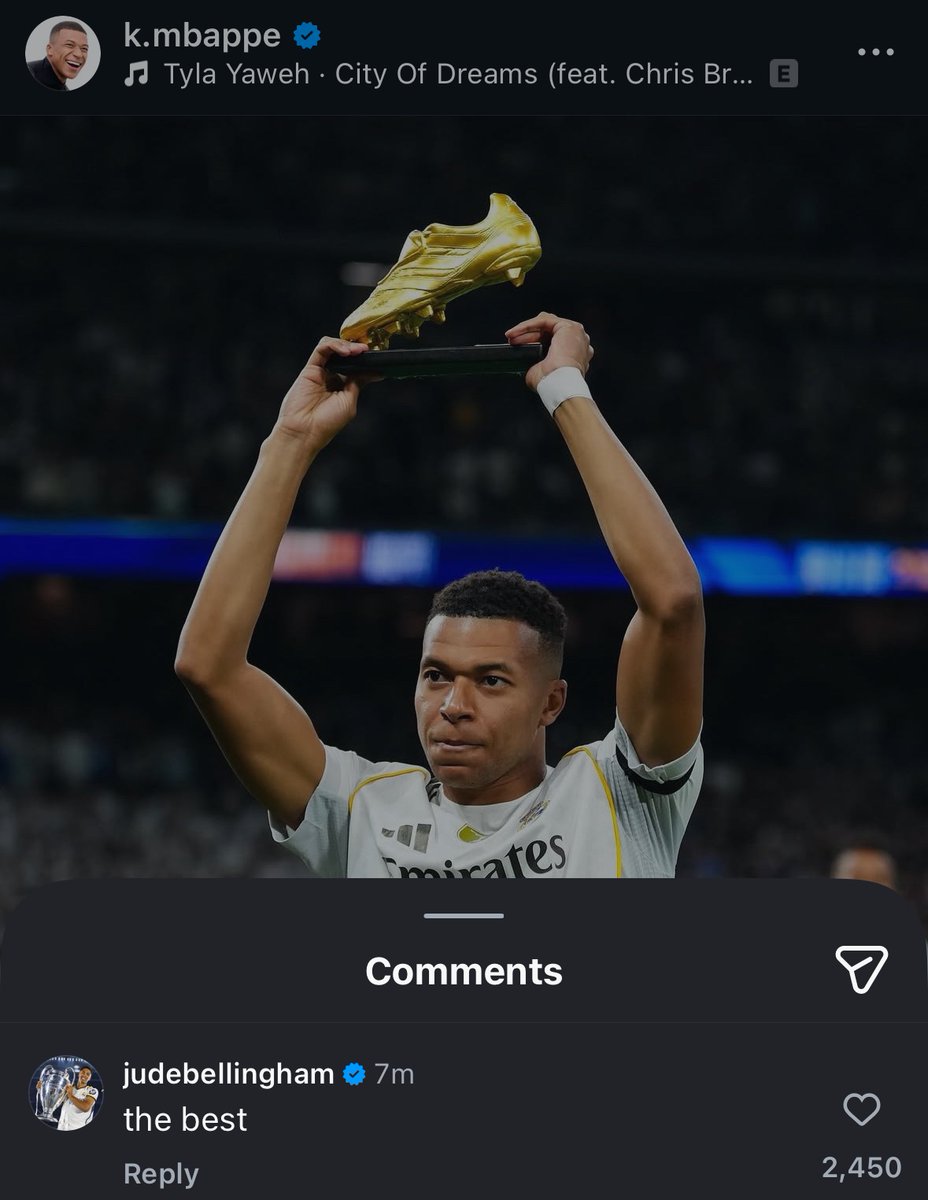 🤍 Jude Bellingham to Mbappé: “The best.”