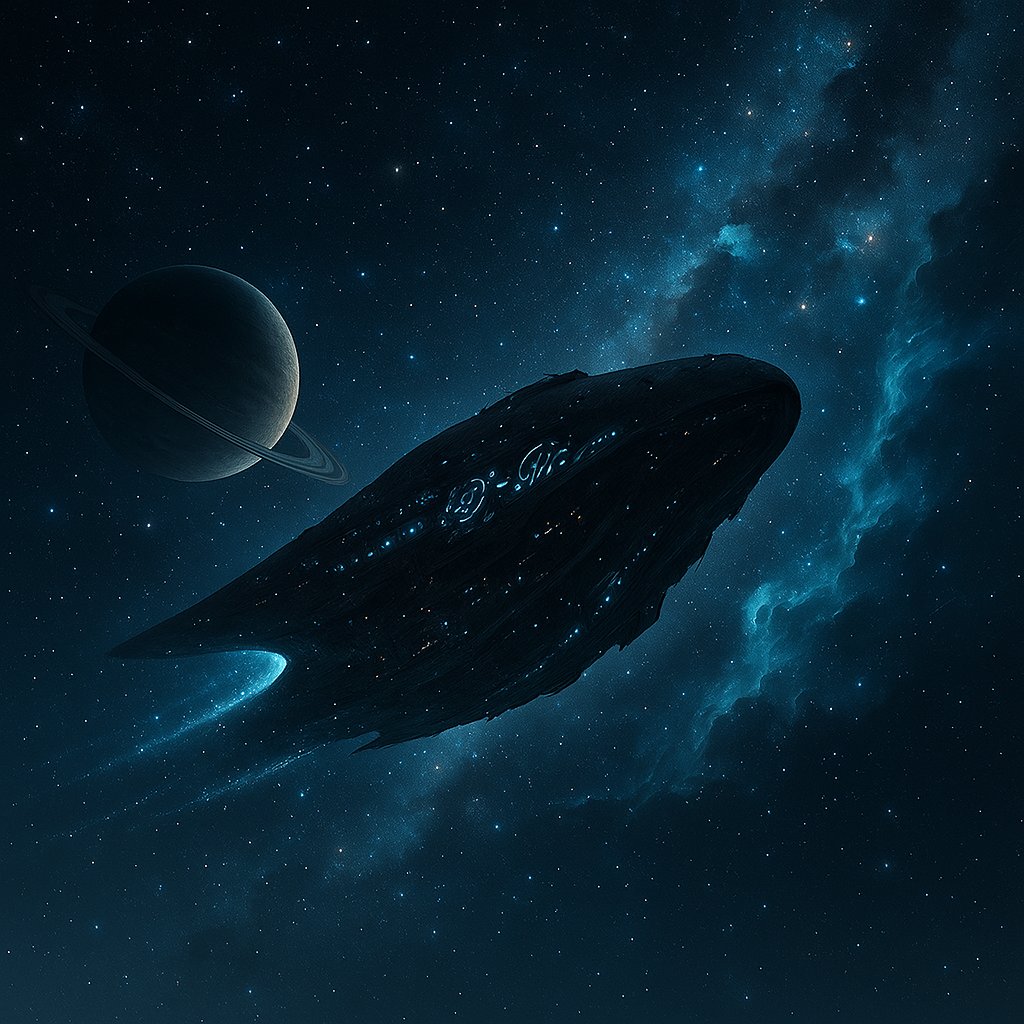 funfungen's tweet image. 🚀黒星の方舟  
闇を航る黒き方舟。星々の光が船体を包み、宇宙は静かに記憶を流す。  
#幻想風景 #方舟 #宇宙 #星の海