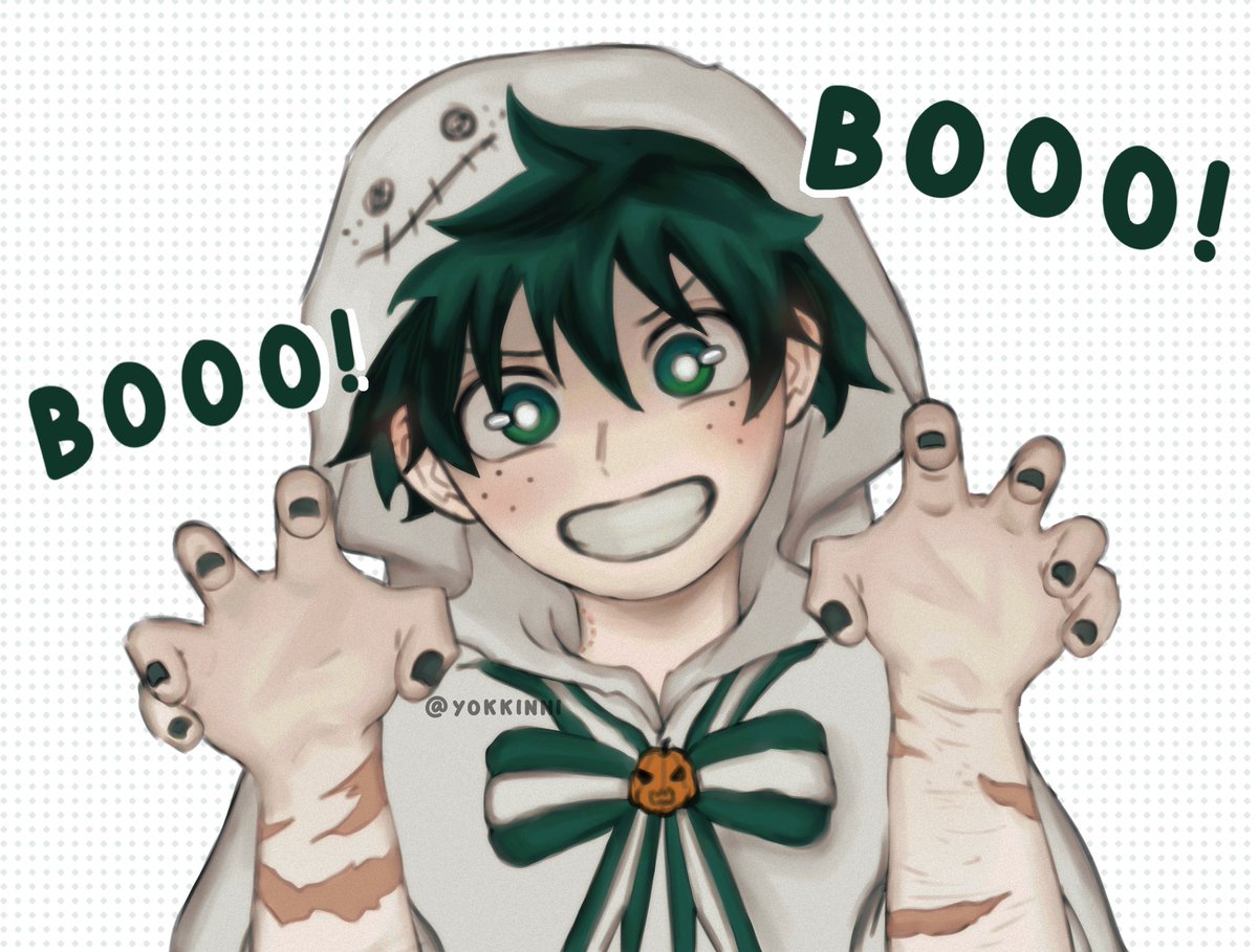 yokkinni's tweet image. #izuku #deku // boo ! 🎃 izuku got you ~