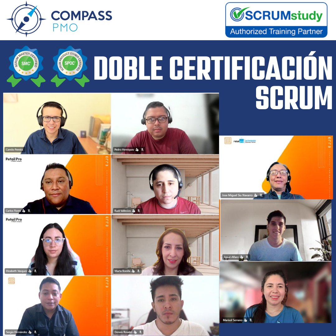 CompassPmo's tweet image. 🚀 Culminamos una nueva edición del curso Doble Certificación #SCRUM (SMC® + SPOC®) junto a @GrupoEJJE 

Durante 2 semanas acompañamos a un gran equipo en la aplicación del marco #SCRUM a proyectos reales dentro de la organización.

#CompassPMO #Agilidad #CertificaciónProfesional