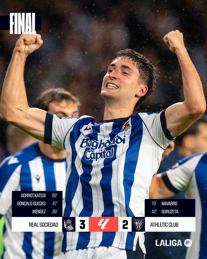 接戦のバスクダービー🔥

ATにゴロチャテギが勝ち越しゴールを決め、3‐2でレアル・ソシエダの勝利💪

#LALIGAEASPORTS