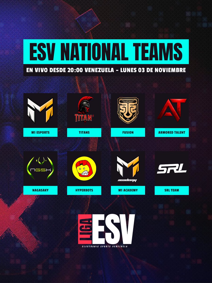 🎮 Presentamos a los 8 protagonistas de esta nueva edición de la ESV National League.
Ocho equipos, un solo objetivo: convertirse en los campeones nacionales de Counter-Strike 2.
La temporada está por comenzar...
💥 Que ruede la gran competencia.