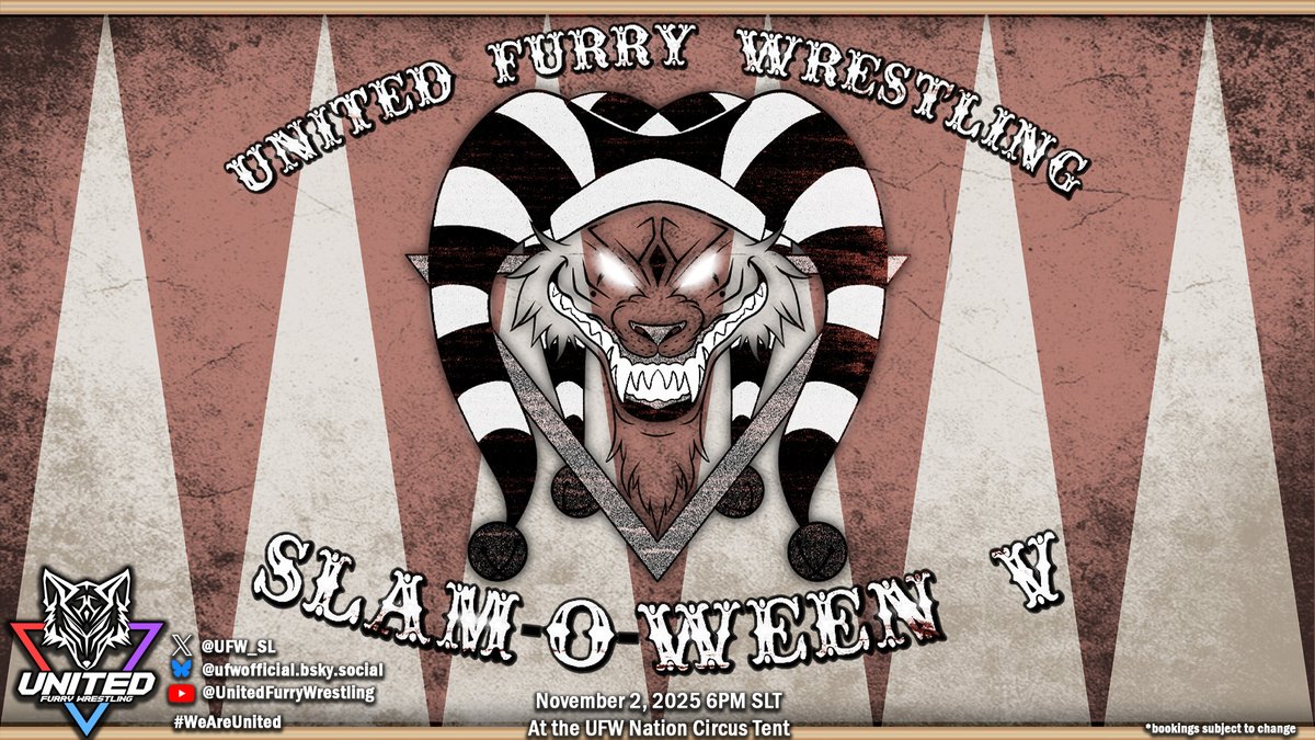 November 2nd, at 6pm SLT, the circus tent opens, and you will be witness to amazing acts of savagery and wonder! Join us for Slam-O-Ween 5 for a night of dark wonders....follow the teleporters in the lobby of the main arena maps.secondlife.com/secondlife/UFW…