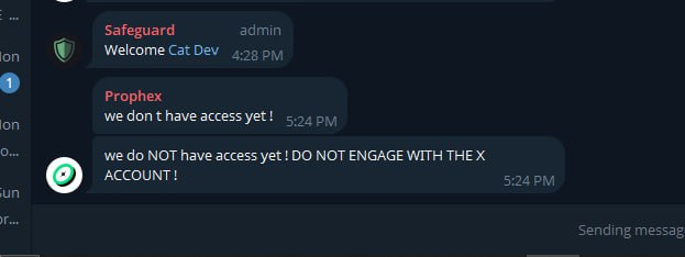 jason2foster's tweet photo. @prophex_io It is still compromised, avoid any conversations with the scammer https://t.co/nMuc48wR9D