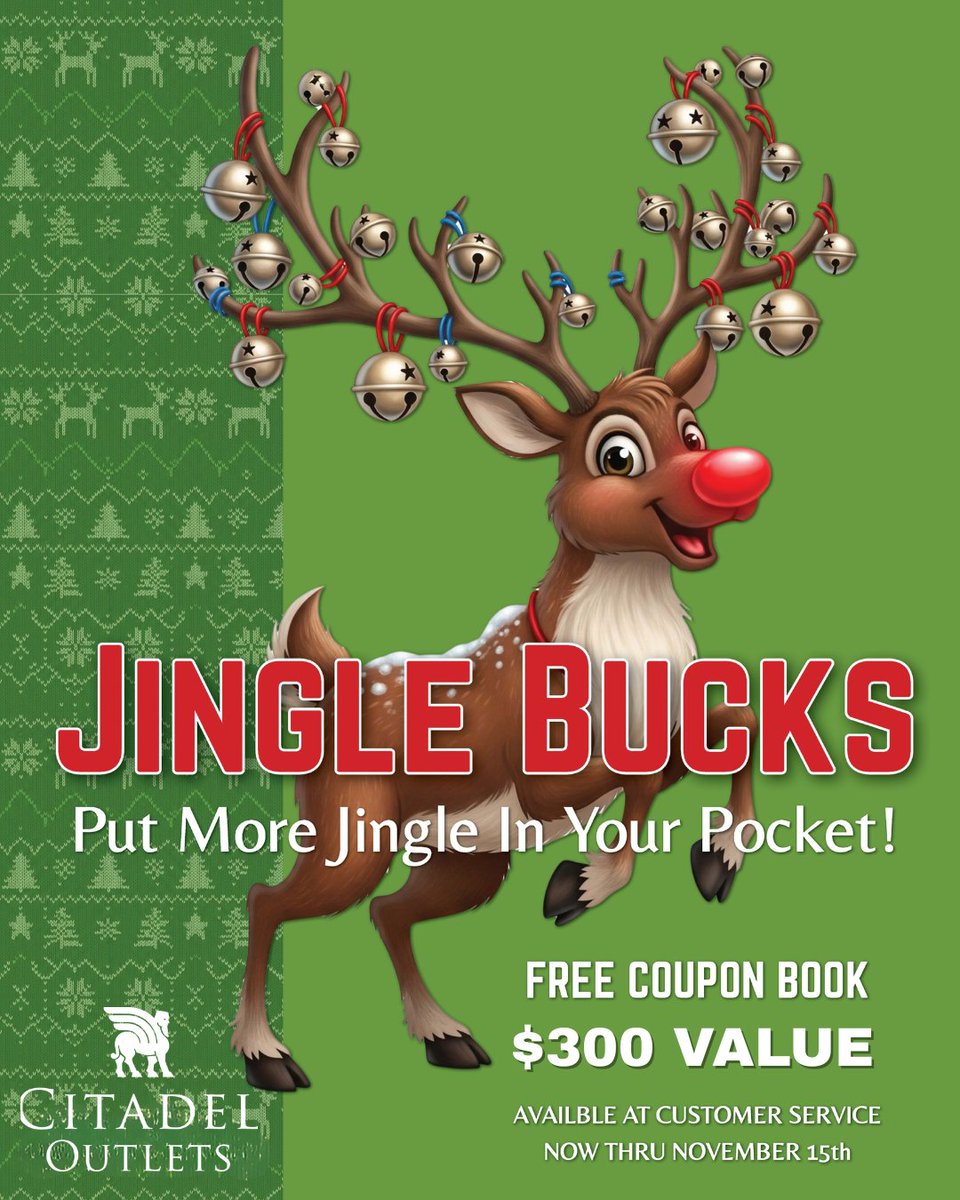 citadel_outlets's tweet image. Start this holiday season with over $300 in savings! Pick up your free coupon book at Customer Service now through November 15.