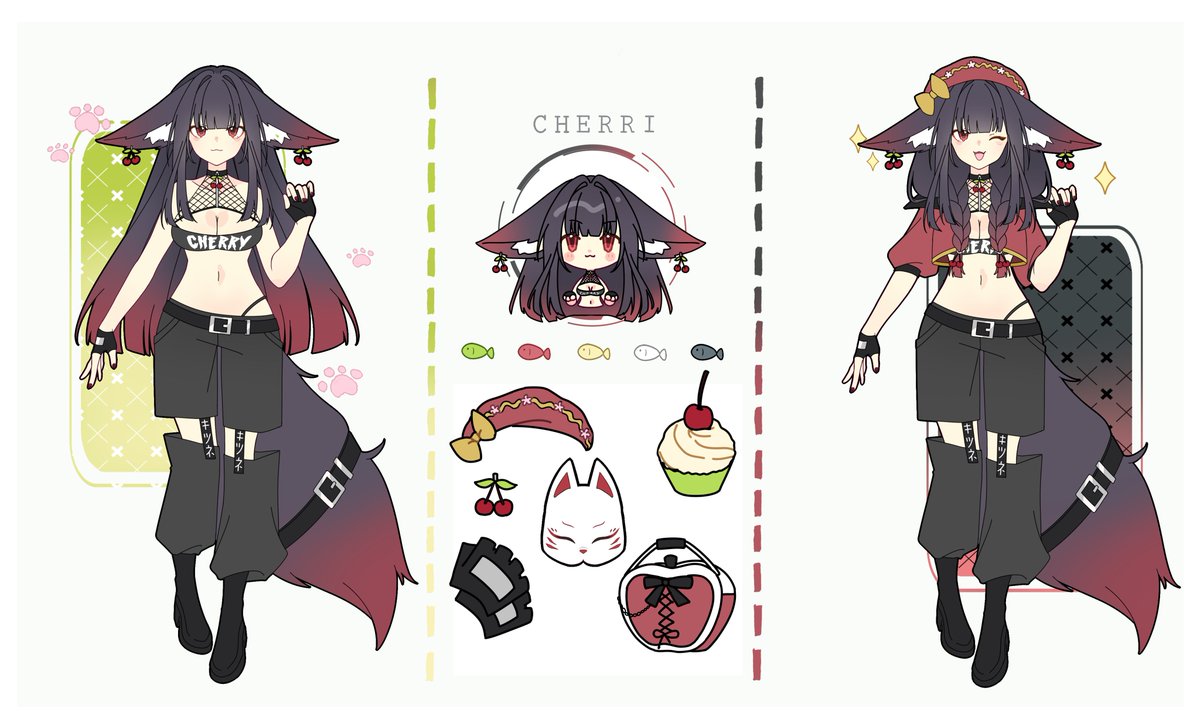 cherri_vt's tweet image. 🍒Hi, I'm Cherri Aussie Kitsune Vtuber🍒

If you're new here I play a variety of games from comfy farming sims, spooky horror, JRPGs, Otome games and anything that tickles my fancy :3

Thank you @Sara_hana99 for helping with the design, doing the art, rigging and the ref sheet 🩷