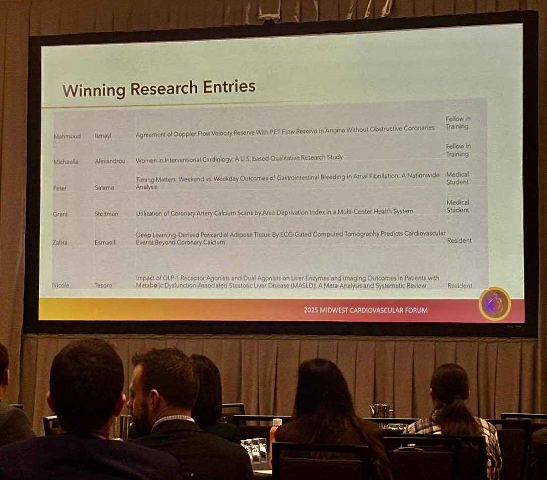 m1chaella_alex's tweet image. Honored to receive an award from @ACCinTouch at the 2025 Midwest Cardiovascular Forum!

Three weekends, three conferences this month: TCT, ACC Midwest, and AHA next week!

Grateful to be part of @CCAD_MHIF 🙏

@esbrilakis @yadersandoval @Bavana_Rangan