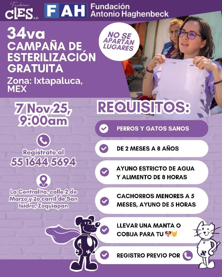 Campaña de esterilización gratuita a temprana edad! 

facebook.com/share/p/1Bkgms…

Rt 🙏🏻