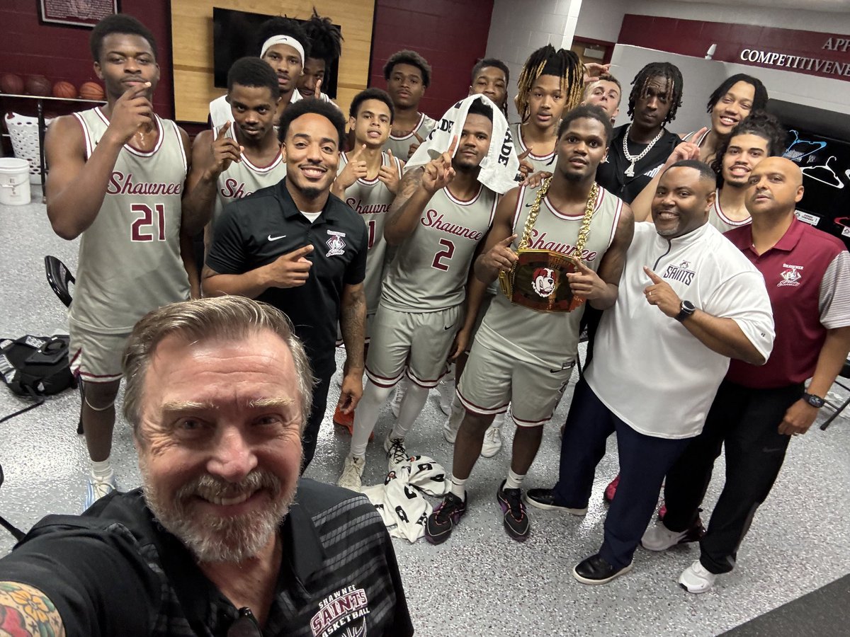 The SAINTS with a big win over SEMO Prep today 86-62. The SAINTS were lad by Derek Shepard's 26pts &amp; Zion Greene's 24pts. #WeAreShawnee #GoSaints