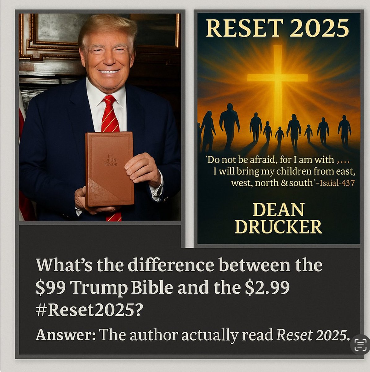 GodsNewWorldInc's tweet image. 🇦🇺🇮🇳 For less than a cup of coffee, you can own Reset 2025 —
a satire on power, faith, and freedom.

No tariffs. No trade wars. Just truth.
$2.99 USD / A$4.49 (Australia) | ₹199 (India)

📘 #Reset2025 
books2read.com/DeanDrucker
 #Satire #FreedomToRead #BookTokIndia #AusWriters